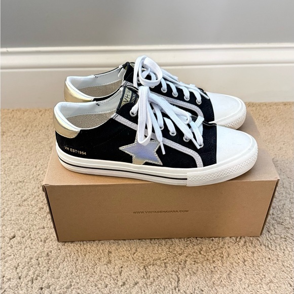 Vintage Havana Women’s Alive- Black Gold Multi Sneakers with Silver Star - Picture 6 of 9